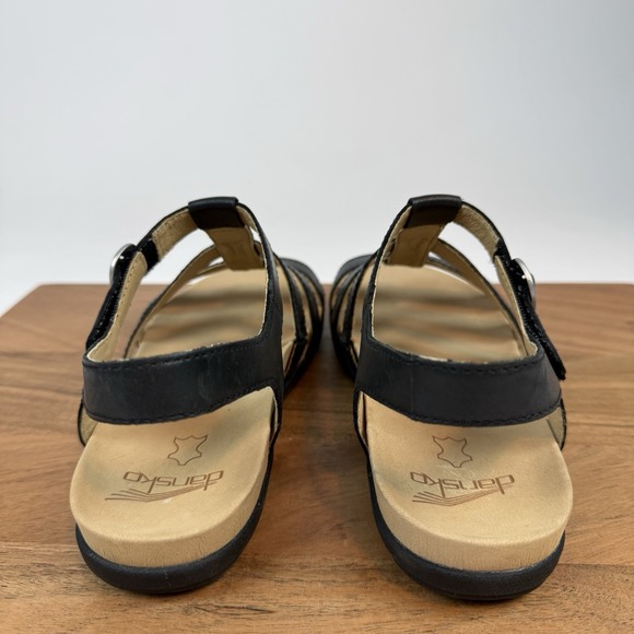 New $130 Womens Dansko Janice Leather Black Sandals Size 39 US 8.5-9 M - Picture 6 of 8
